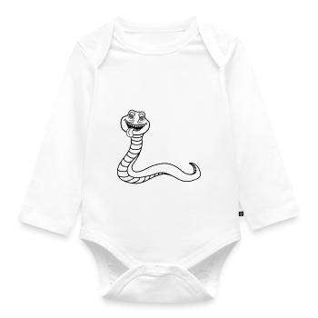 snake face head monster boese dangerous la - Organic Longsleeve Baby Bodysuit - white - Front