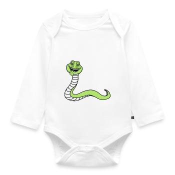 schlange gesicht kopf monster boese gefaehrlich la - Baby Bio-Langarm-Body - Weiß - Vorne