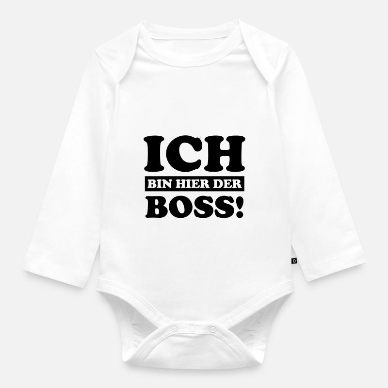 ich_bin_hier_der_boss - Body Bébé bio manches longues - blanc