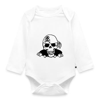 boden loch kapitaen matrose pirat seeraeuber alt b - Baby Bio-Langarm-Body - Weiß - Vorne