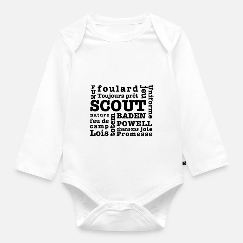 Scout Words - Organic Longsleeve Baby Bodysuit - white