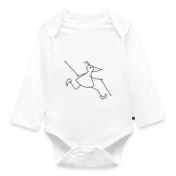 Walker-RUNNY-mit-Stöcken - Baby Bio-Langarm-Body - Weiß - Vorne