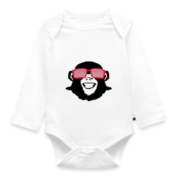 monkey_shades_op2 - Baby Bio-Langarm-Body - Weiß - Vorne