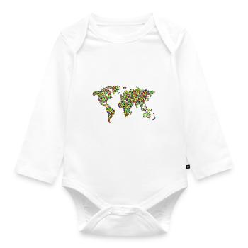 A world of hearts! map of the world - Organic Longsleeve Baby Bodysuit - white - Front