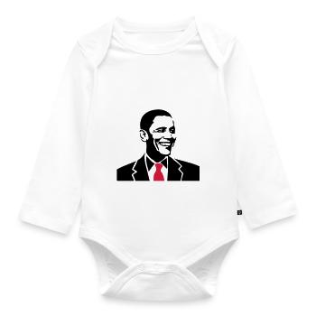 President Obama american usa united - Organic Longsleeve Baby Bodysuit - white - Front