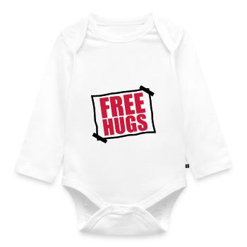 papier aufgeklebt zettel notiz free hugs kostenlos - Baby Bio-Langarm-Body - Weiß - Vorne