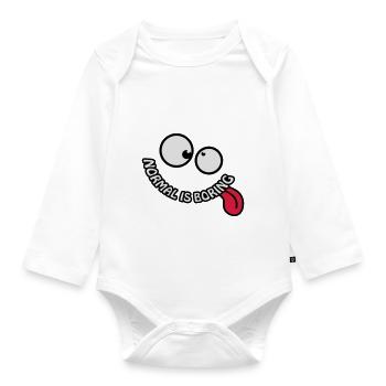 Normal Is Boring Smiley - Organic Longsleeve Baby Bodysuit - white - Front