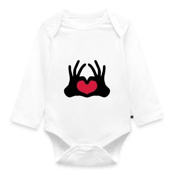 form umriss 2 haende paar team hand zeichen halbes - Baby Bio-Langarm-Body - Weiß - Vorne