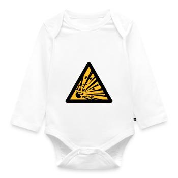 Hazard Symbol - Explosives (2-color) - Organic Longsleeve Baby Bodysuit - white - Front