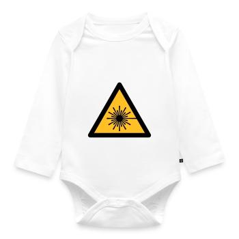 Hazard Symbol - Laser Light (2-color) - Organic Longsleeve Baby Bodysuit - white - Front