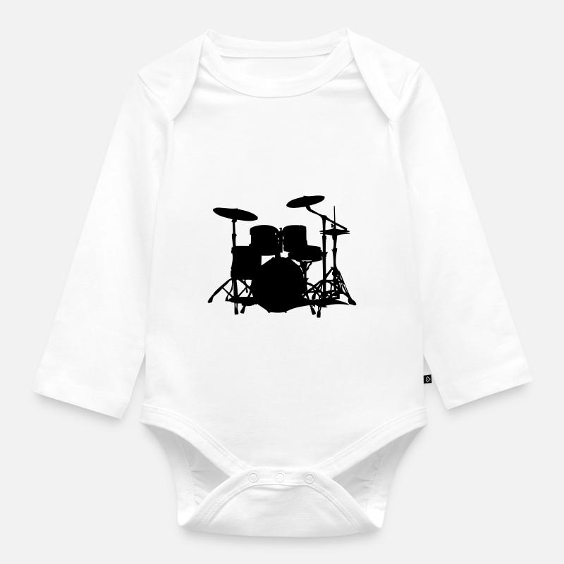 drums - Baby Bio-Langarm-Body - Weiß