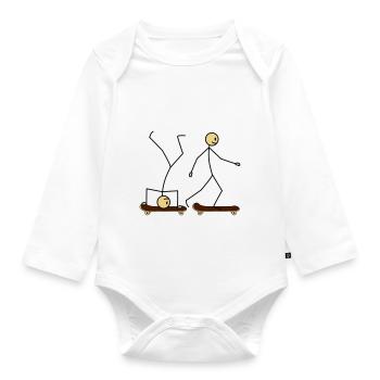 Skateboard Fun - Baby Bio-Langarm-Body - Weiß - Vorne