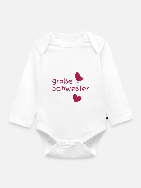 Große Schwester - Baby Bio-Langarm-Body - Weiß