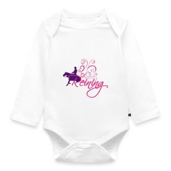 Reining Motiv Slider - Baby Bio-Langarm-Body - Weiß - Vorne