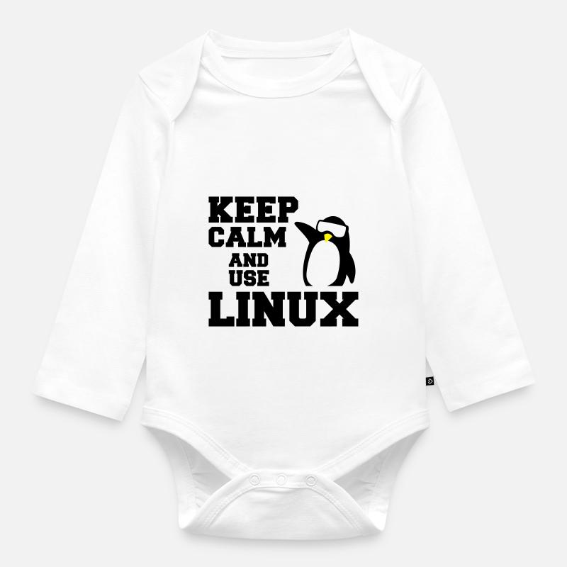keep calm use linux - Organic Longsleeve Baby Bodysuit - white