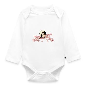 niedlicher Panda - Baby Bio-Langarm-Body - Weiß - Vorne