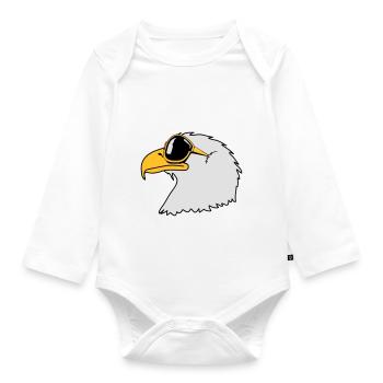 Drôle oiseau cool lunettes de soleil d'aigle - Body Bébé bio manches longues - blanc - Devant