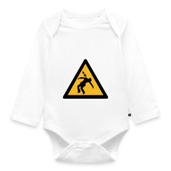elektriker blitzschlag signalisiert gefahr - Baby Bio-Langarm-Body - Weiß - Vorne