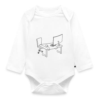 home office office chair workplace gamer bildsch - Organic Longsleeve Baby Bodysuit - white - Front
