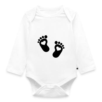 Baby Feet - Organic Longsleeve Baby Bodysuit - white - Front