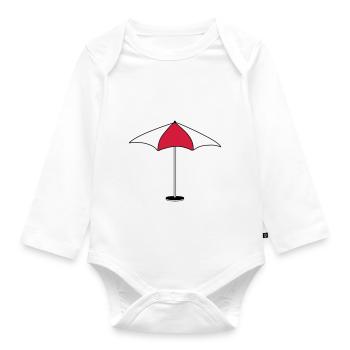 sonnenschirm regenschirm sonnenschutz strand meer - Baby Bio-Langarm-Body - Weiß - Vorne