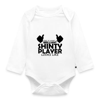 brilliant shinty player - Organic Longsleeve Baby Bodysuit - white - Front
