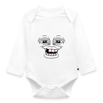 frosch monster gesicht lustig haesslich grinsen za - Baby Bio-Langarm-Body - Weiß - Vorne