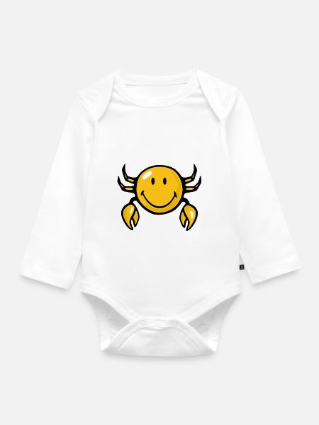 Smiley Crab - Baby Bio-Langarm-Body - Weiß