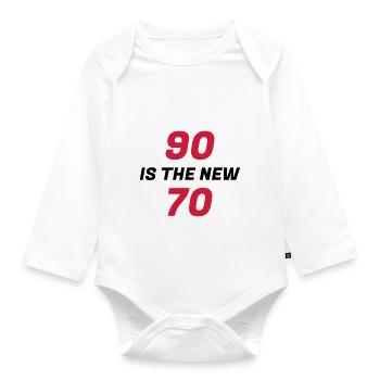 90 / geburtstag / Sport / birthday / neunzig - Baby Bio-Langarm-Body - Weiß - Vorne