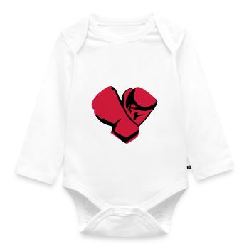 Boxen, Boxhandschuhe - Baby Bio-Langarm-Body - Weiß - Vorne