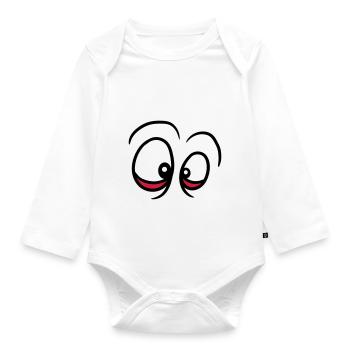 eye dark circles look see distorted face eyes - Organic Longsleeve Baby Bodysuit - white - Front