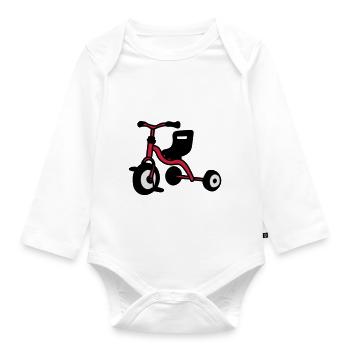 Dreirad - Baby Bio-Langarm-Body - Weiß - Vorne