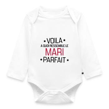 Marriage Wedding Husband Mari Love Mariage Ehemann - Organic Longsleeve Baby Bodysuit - white - Front