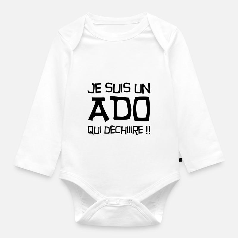 adolescent / enfant / ado / adolescente - Body Bébé bio manches longues - blanc