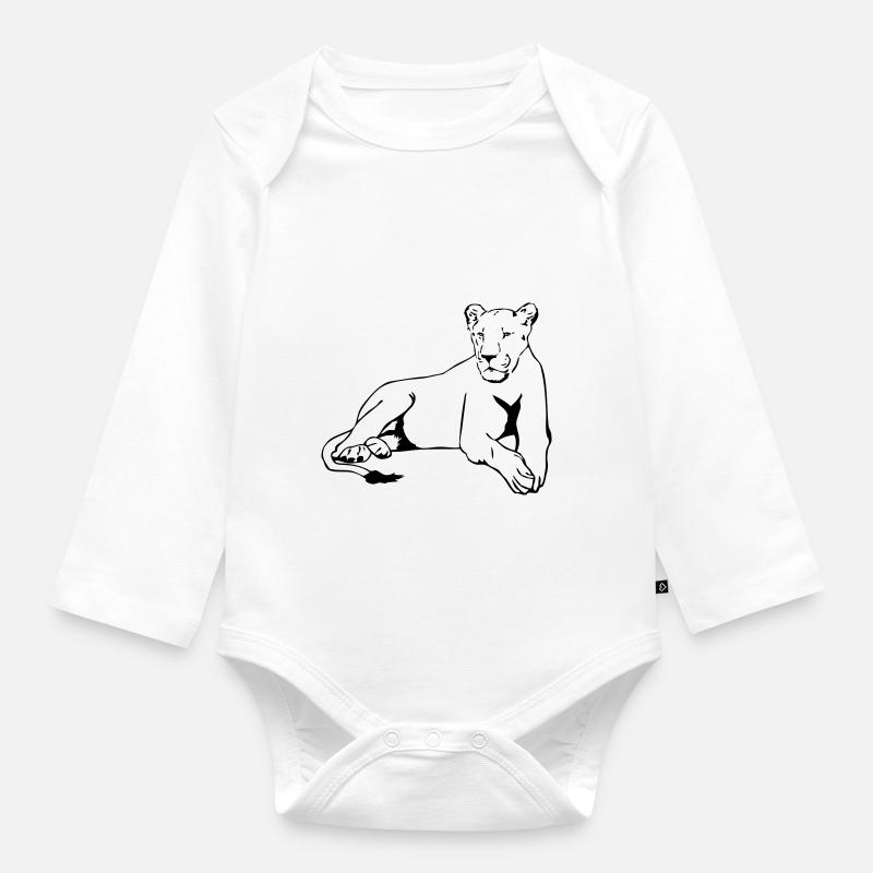 Lion - Löwe - Löwin - Baby Bio-Langarm-Body - Weiß
