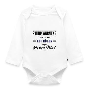 Sturmwarnung Rügen - büschen Wind - Baby Bio-Langarm-Body - Weiß - Vorne