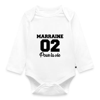 marraine 02 pour la vie - Organic Longsleeve Baby Bodysuit - white - Front