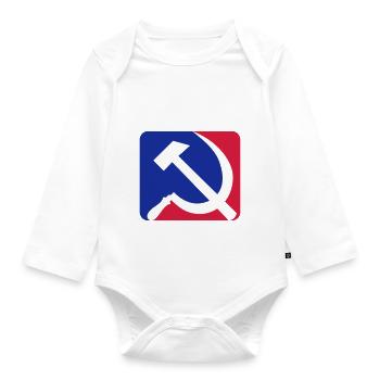 Rot Blau Kommunismus - Baby Bio-Langarm-Body - Weiß - Vorne