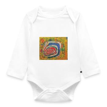 hundert wasser - kunst - Baby Bio-Langarm-Body - Weiß - Vorne