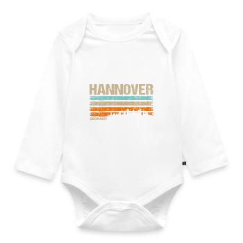Hannover Niedersachsen Stadt Skyline Vintage Retro - Baby Bio-Langarm-Body - Weiß - Vorne