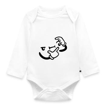 Hand Gesture Thinking - Organic Longsleeve Baby Bodysuit - white - Front