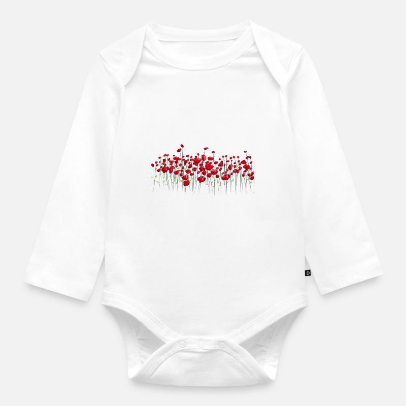 Klatschmohn Mohn Blumen - Baby Bio-Langarm-Body - Weiß
