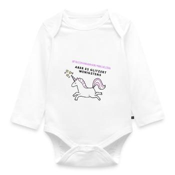 Glitzer Einhorn - Baby Bio-Langarm-Body - Weiß - Vorne