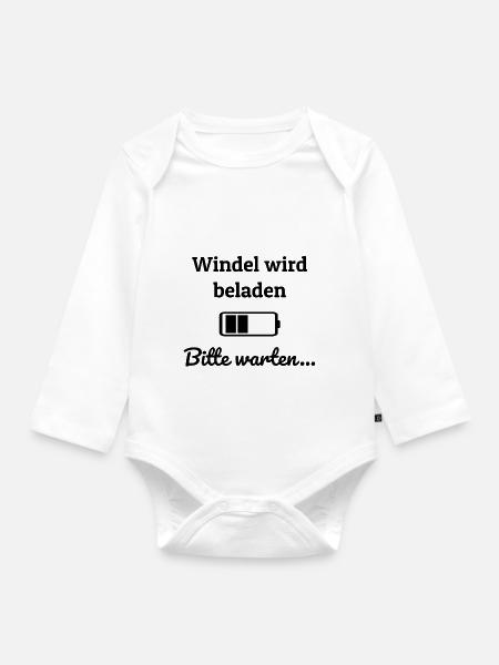windel wird beladen schwarz - Baby Bio-Langarm-Body - Weiß