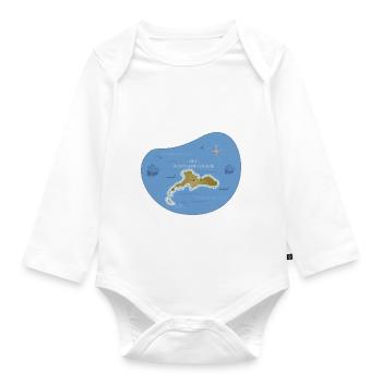 Robinson Crusoe lonely island adventure isolated - Organic Longsleeve Baby Bodysuit - white - Front