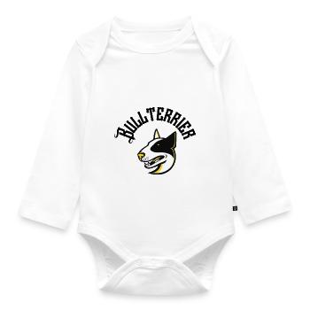 Bullterrier - Baby Bio-Langarm-Body - Weiß - Vorne