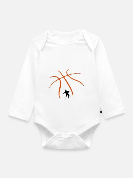 Basketball - Baby Bio-Langarm-Body - Weiß