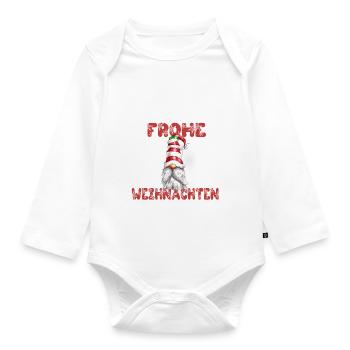 Wichtel Figur Frohe Weihnachten Weihnachtswichtel - Baby Bio-Langarm-Body - Weiß - Vorne