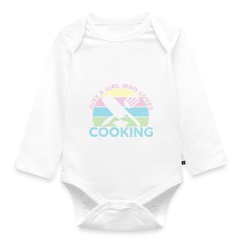 Just A Girl Who Loves Cooking Sous Gourmet Chef Co - Baby Bio-Langarm-Body - Weiß - Vorne