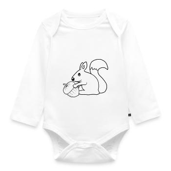 Fröhliches Eichhörnchen Eichel - Baby Bio-Langarm-Body - Weiß - Vorne